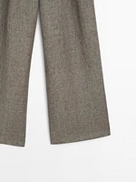 Pantalon à double pince 100 % lin