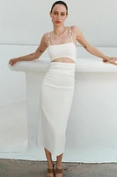 CUT OUT DRAPED MIDI DRESS