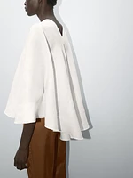 Flowing linen cape shirt - Studio