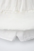 LINEN-BLEND SKORT WITH RUFFLES