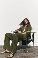 LINEN BLEND WIDE LEG PANTS