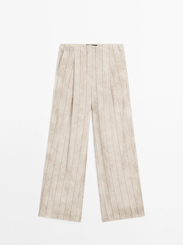 Pantalon droit fluide à rayures