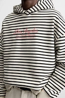 TEXT PRINT STRIPED SWEATSHIRT