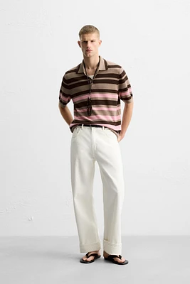 JACQUARD STRIPED KNIT POLO SHIRT