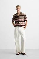 JACQUARD STRIPED KNIT POLO SHIRT