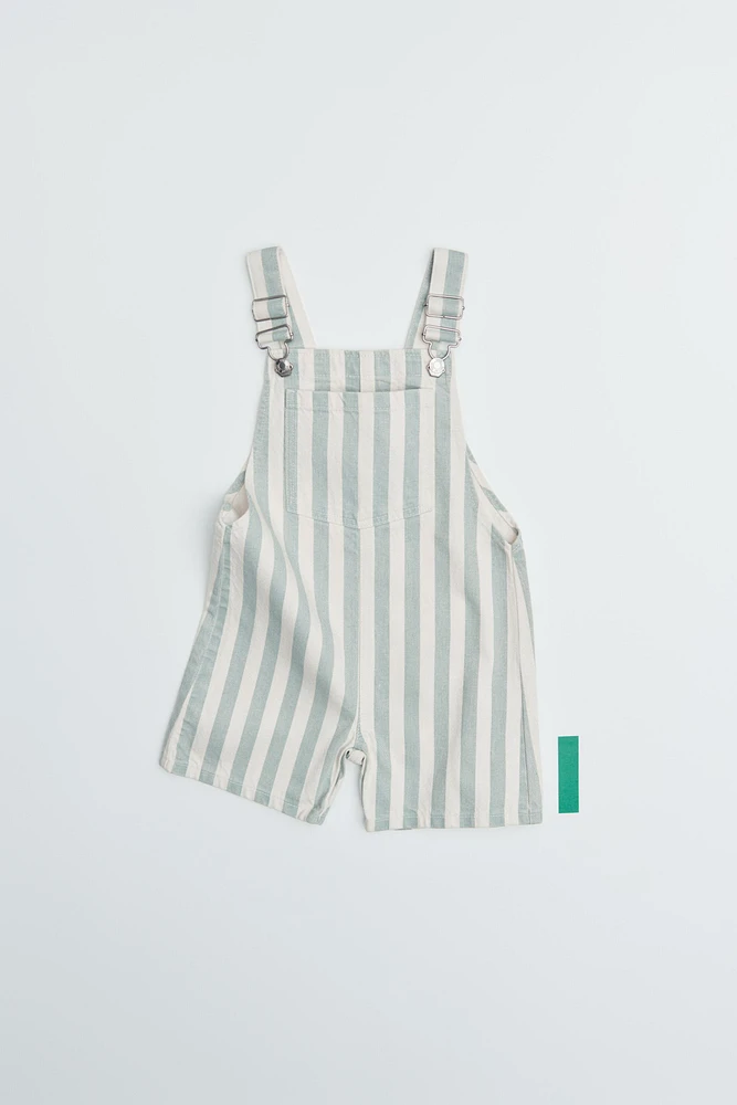 STRIPED TWILL OVERALL SHORTS