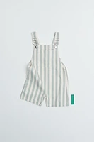 STRIPED TWILL OVERALL SHORTS