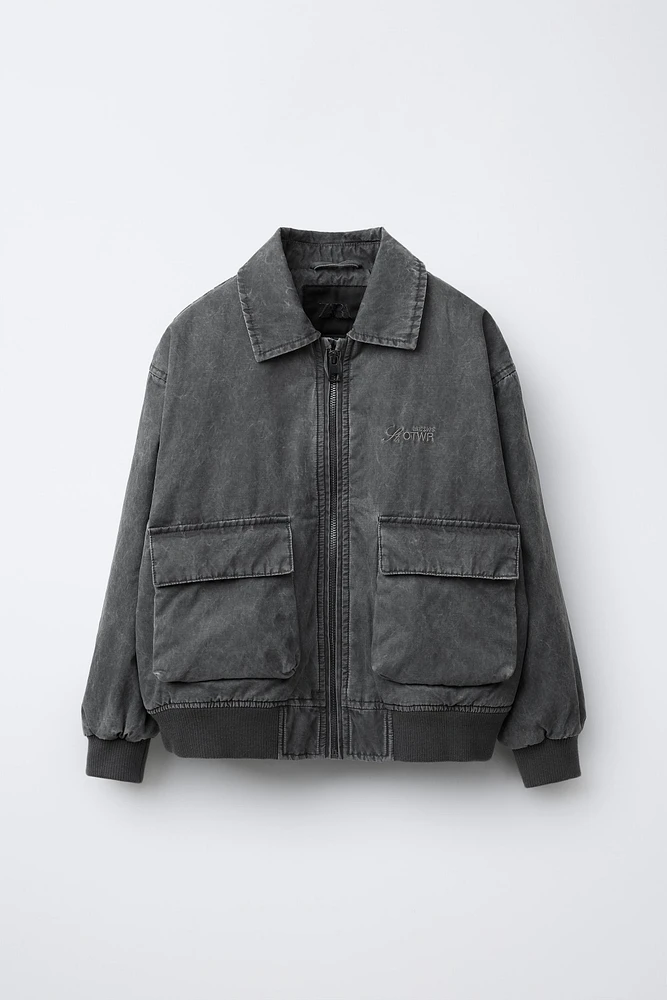 WASHED EFFECT BOMBER JACKET