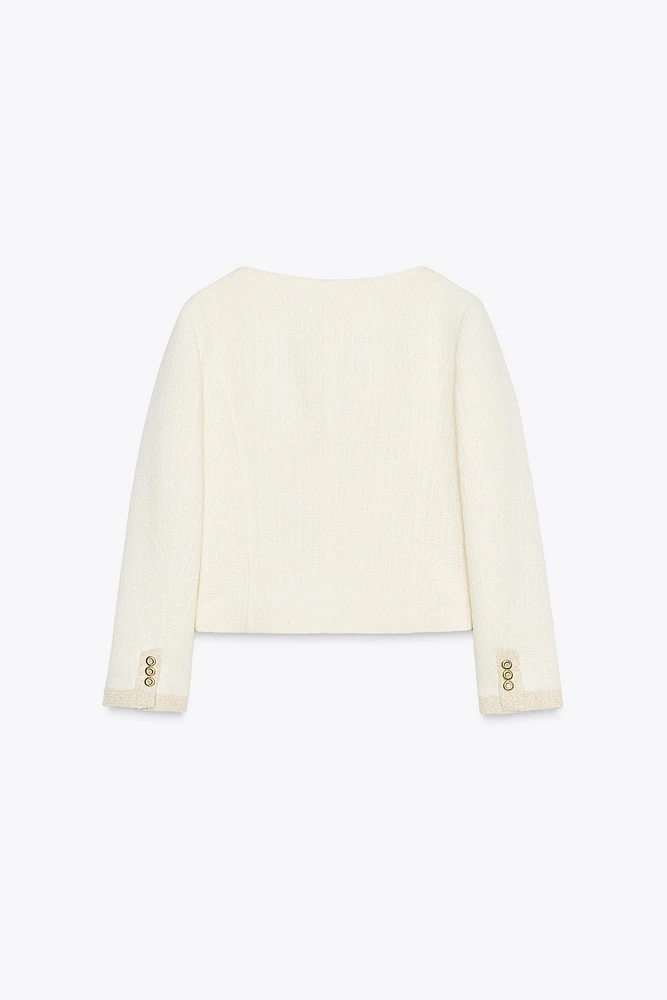 ROUND NECK TEXTURED BLAZER