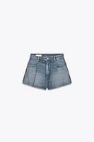 TRF PLEATED DENIM SHORTS