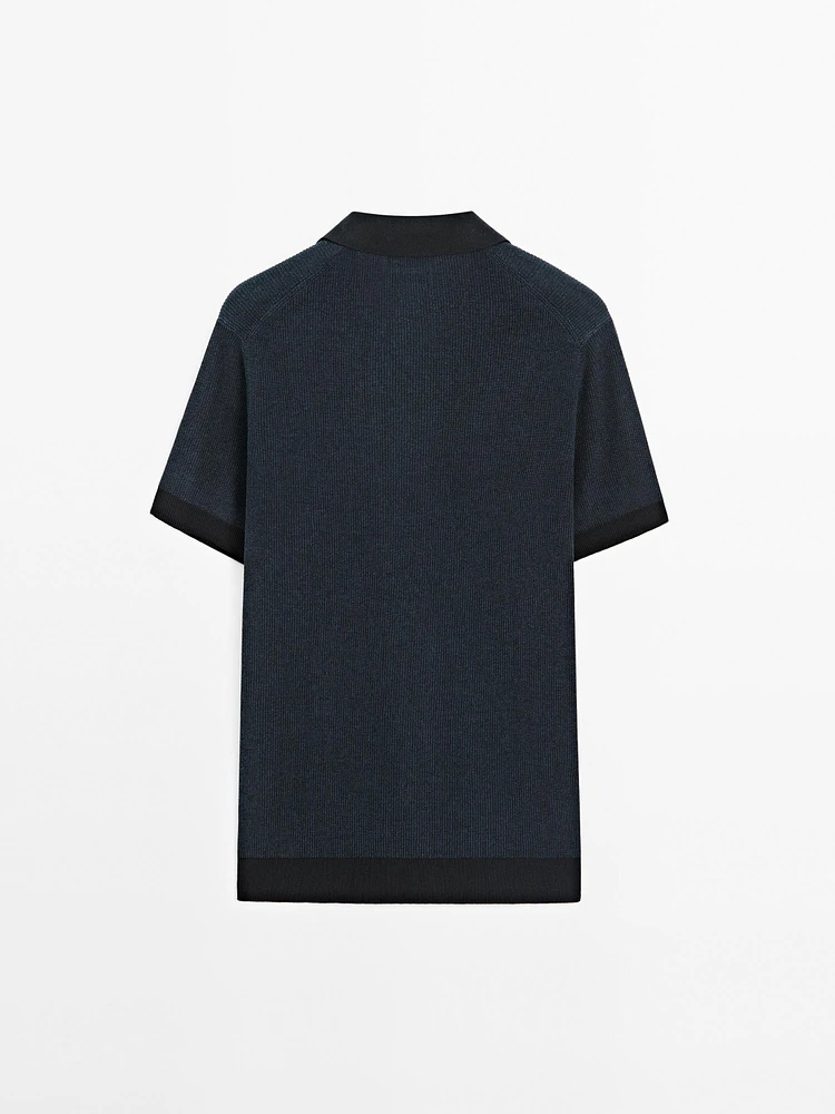 100% cotton contrast polo sweater