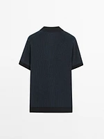 100% cotton contrast polo sweater