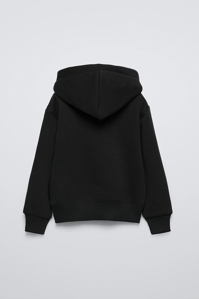 TEXT PRINT HOODED SWEATSHIRT