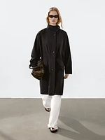 Flowing water-repellent fabric trench coat