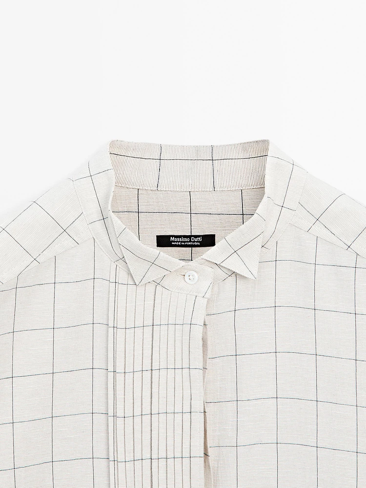 Check shirt with pintucks