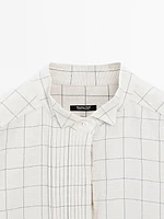 Check shirt with pintucks