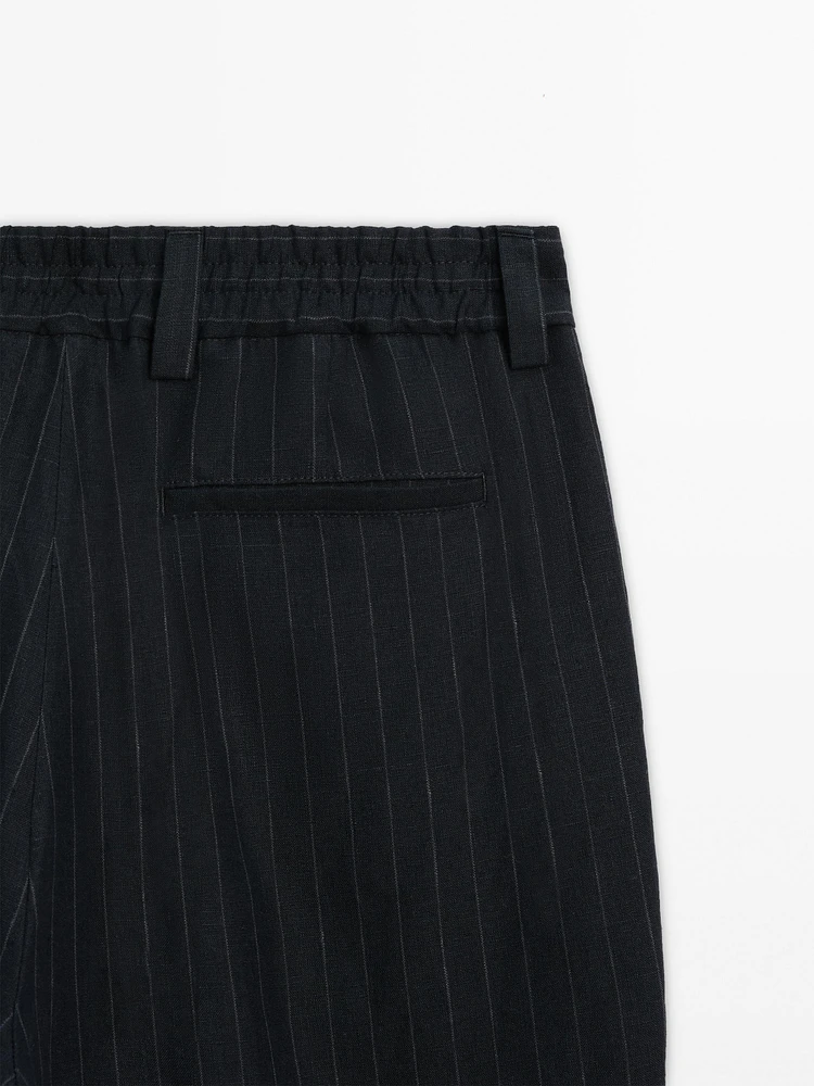 Pantalon à rayures 100 % lin