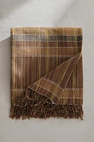 STRIPED COTTON BLANKET WITH FRINGING