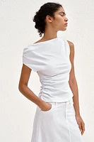 RUCHED ASYMMETRIC T-SHIRT
