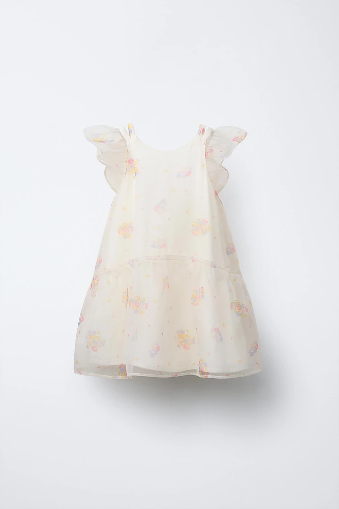 FLORAL PRINT ORGANZA DRESS