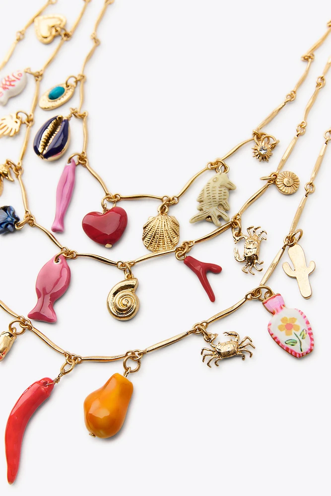 3 PACK OF METAL CHARM NECKLACES