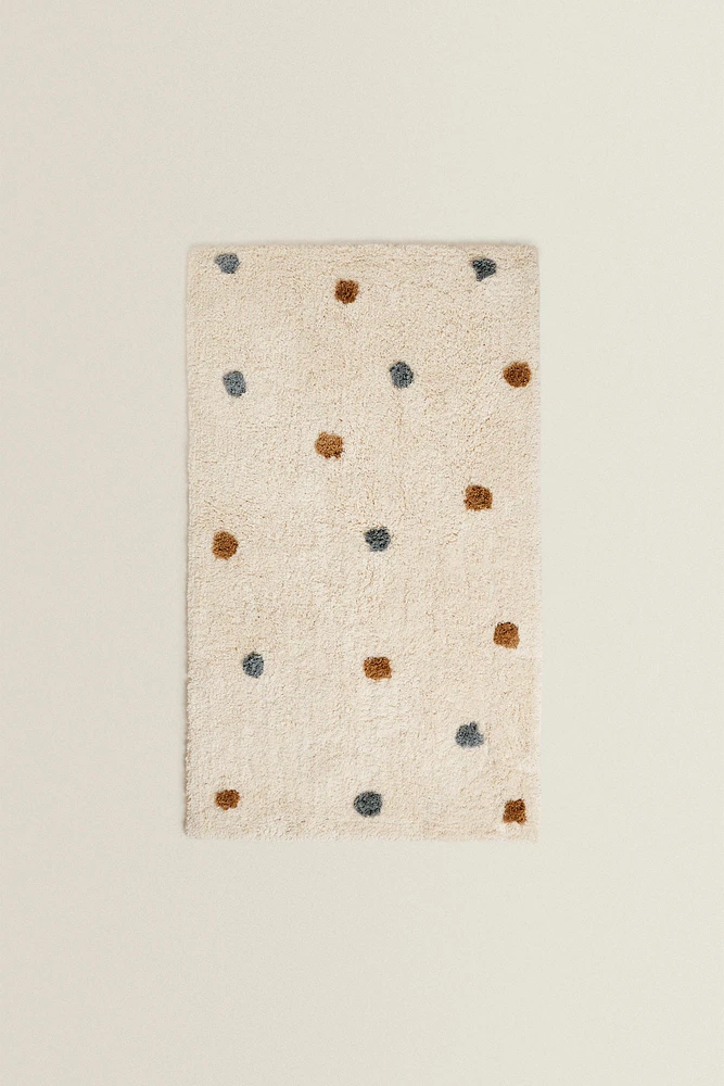 CHILDREN'S RECTANGULAR TEXTURED POLKA DOT AREA RUG