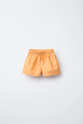 2-6 YEARS/REGULAR SWIM SHORTS WITH EMBROIDERED SUNS