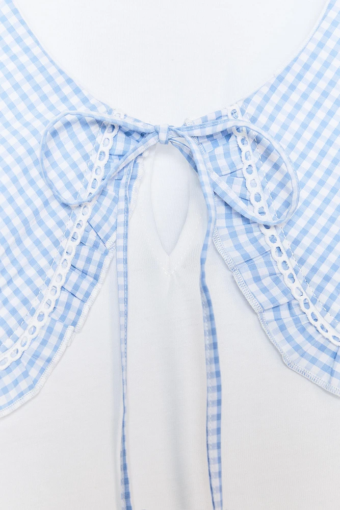 GINGHAM CHECK COMBINATION T-SHIRT