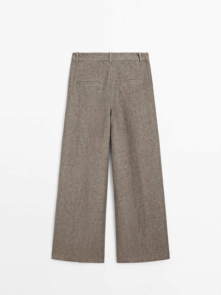 Pantalon à double pince 100 % lin