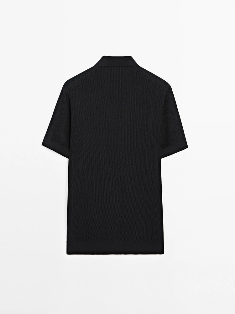 Polo manches courtes en maille texturée