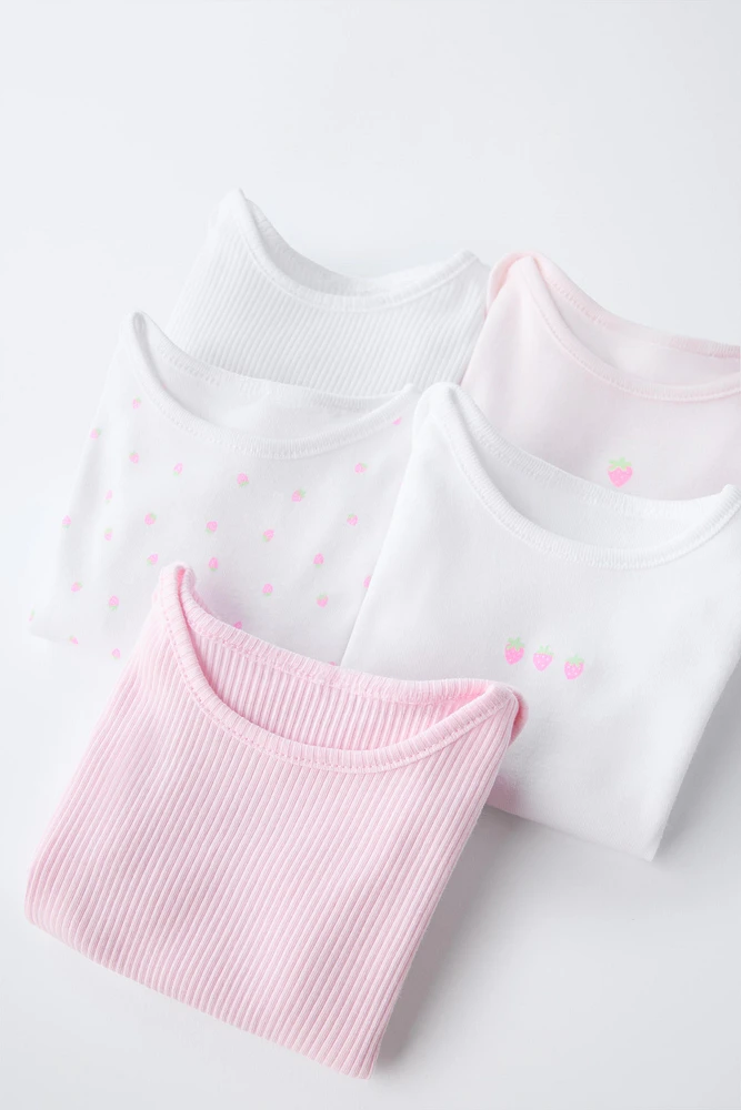 LOT DE CINQ BODYS FRAISES