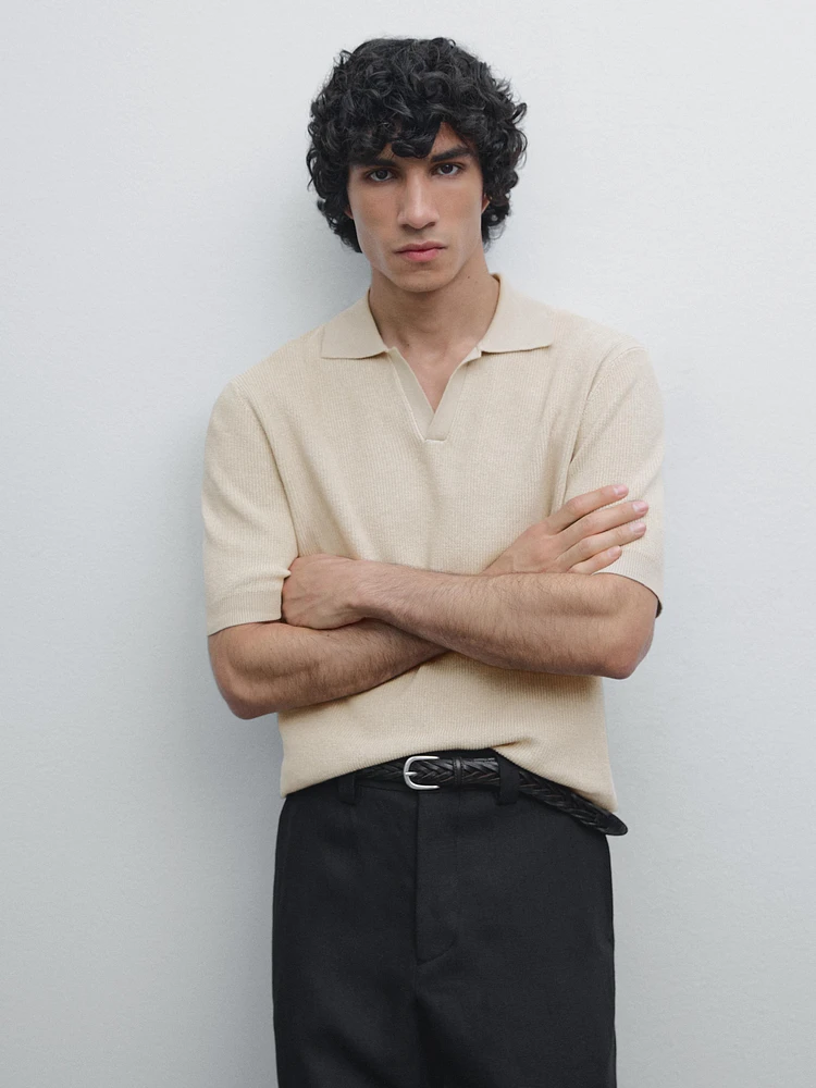 Pull polo contrastant 100 % coton