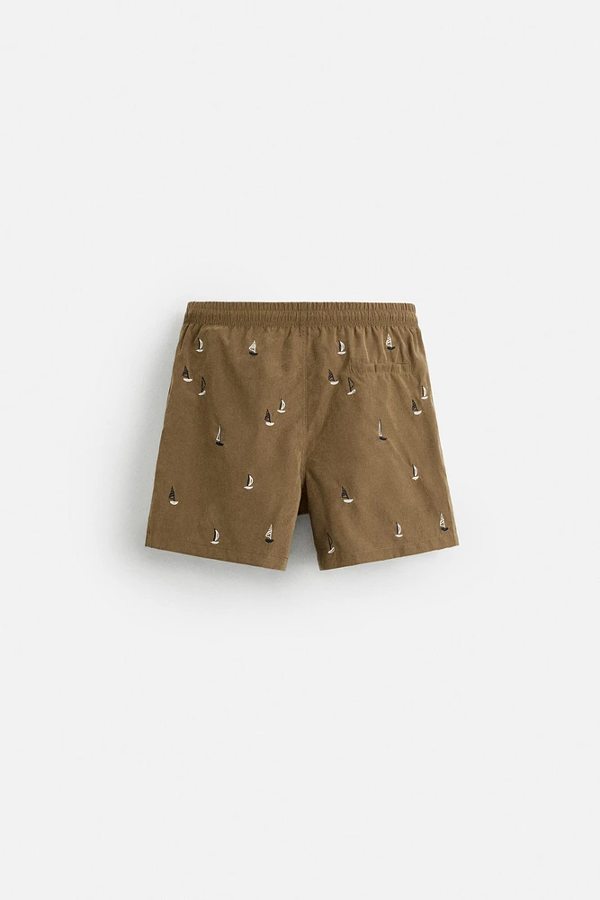 EMBROIDERED MID-LENGTH SWIMSUIT