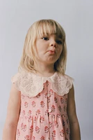 FLORAL DRESS WITH EMBROIDERED COLLAR