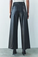 FAUX LEATHER WIDE LEG PANTS ZW COLLECTION