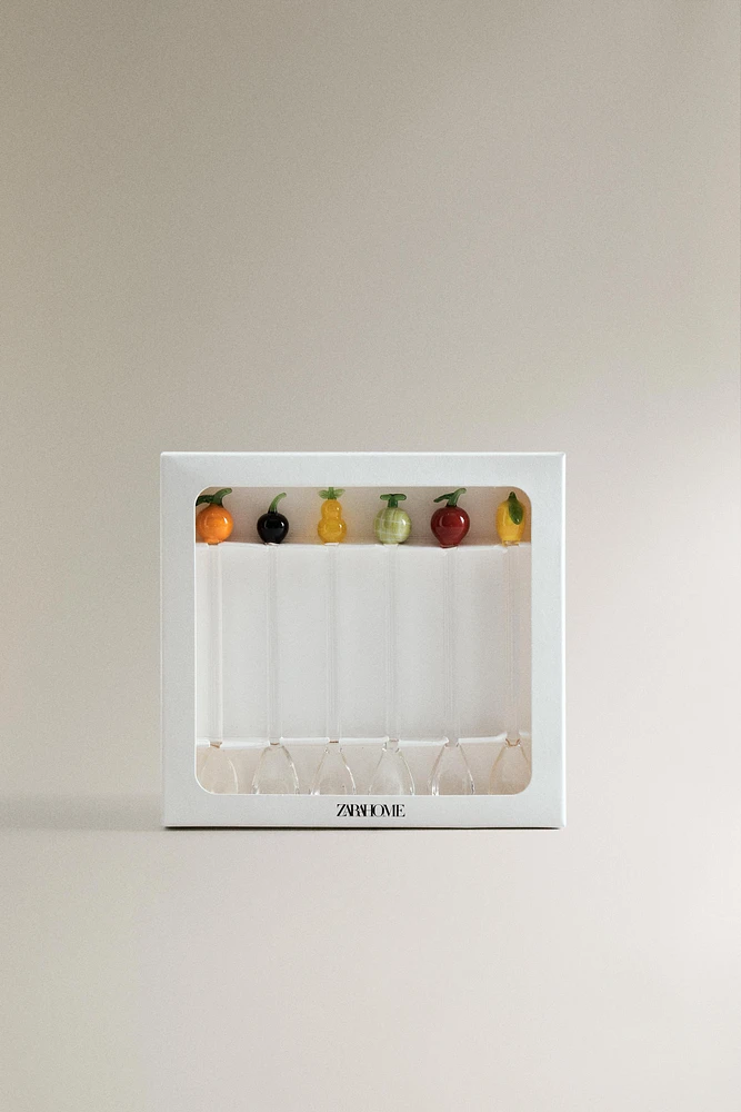 LOT PETITES CUILLÈRES VERRE RECYCLABLE FRUITS (LOT DE 6)
