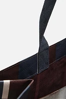 SAC SHOPPER RAYURES AVEC TROUSSE