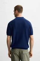 RIBBED KNIT POLO SHIRT
