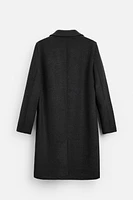 HERRINGBONE TEXTURED WOOL BLEND COAT