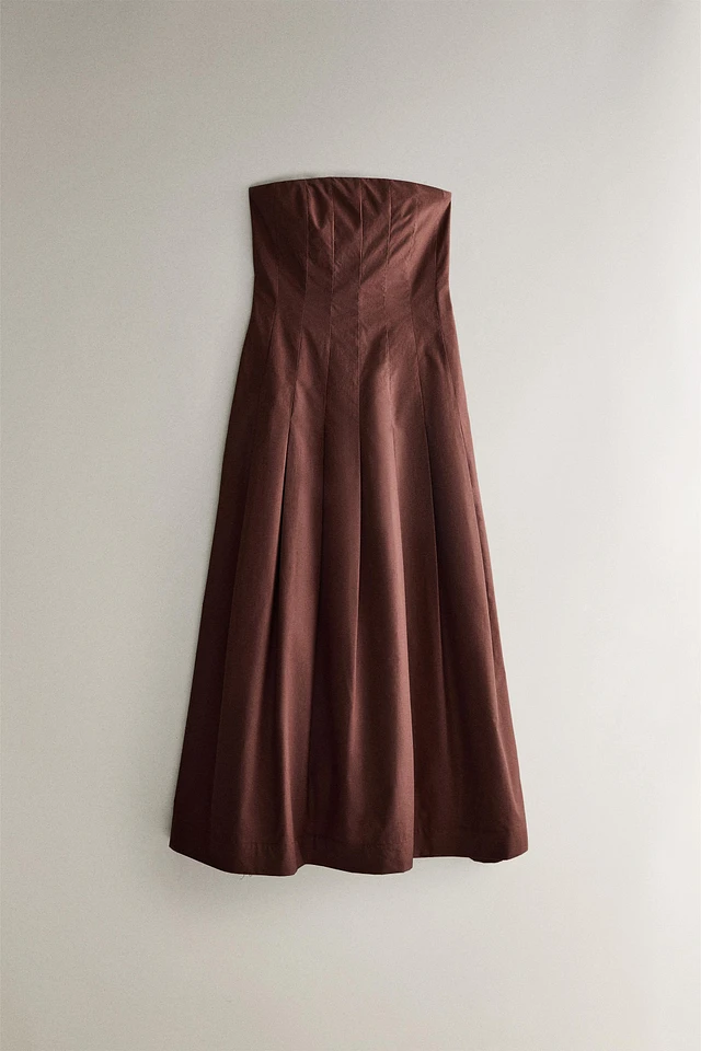 Zara LONG STRAPLESS POPLIN DRESS | Place Rosemre Zara LONG STRAPLESS POPLIN DRESS | Place Rosemre