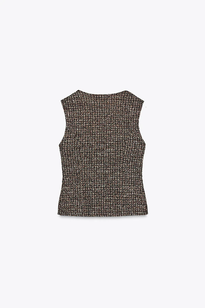 BUTTONED JACQUARD TEXTURED TOP