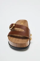 SANDALES PLATEFORME BRIDES EN CUIR