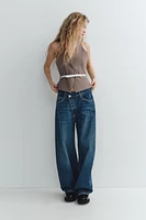 TRF MID-RISE CROSSED WAIST BAGGY JEANS