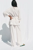 WIDE LEG PIPED PANTS