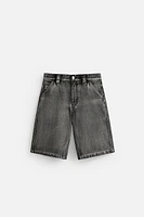 BERMUDA DENIM DÉLAVÉ COUPE BAGGY