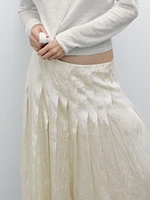 Flowing midi skirt with box pleats