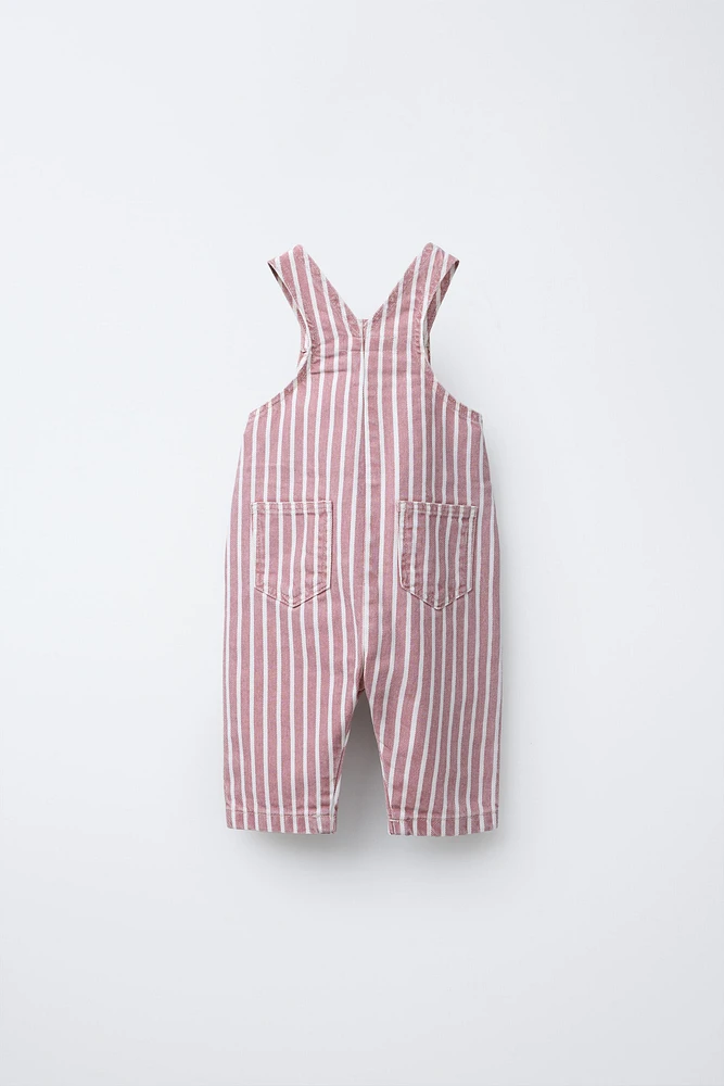 STRIPED TWILL OVERALLS