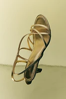 LEATHER KITTEN HEEL SANDALS