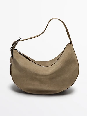 Split suede medium shoulder bag