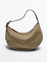Split suede medium shoulder bag